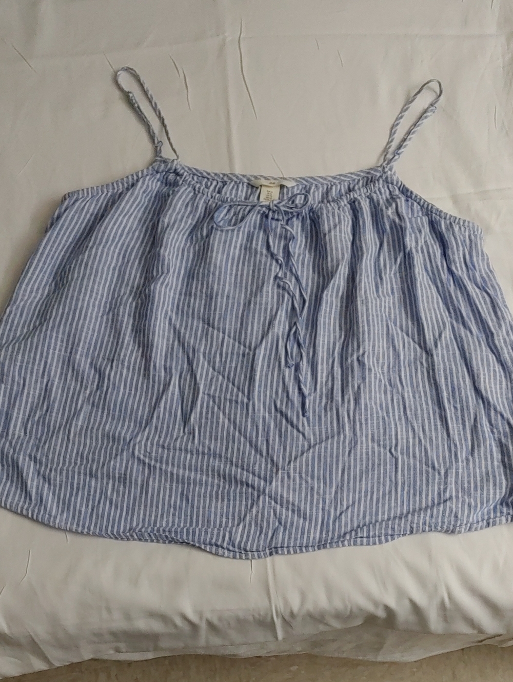 H&M Blue and White Striped Spaghetti Adjustable Strap Camisole Loose-Fit Top XL - Picture 3 of 7